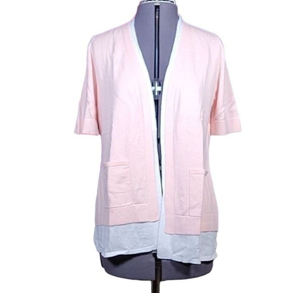 NWOT Isaac Mizrahi Live! Elbow Sleeve Layered Cardigan with Pockets Sz S